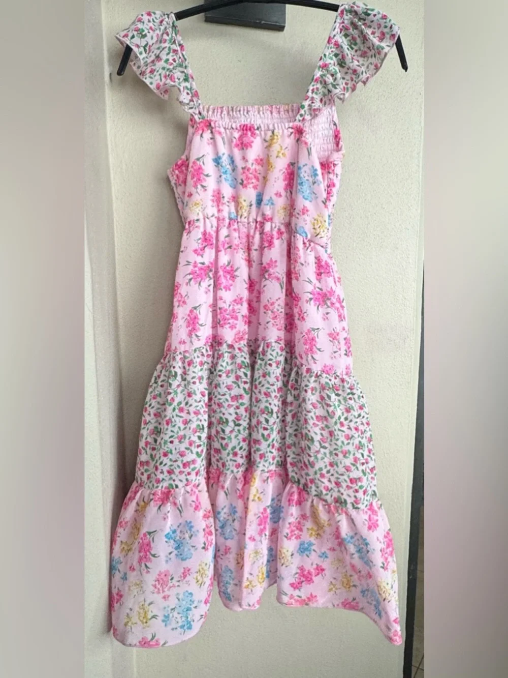 Chenault/Pink & Violet Girls Sundress Multicolor Floral 100% Polyester Size 9/10